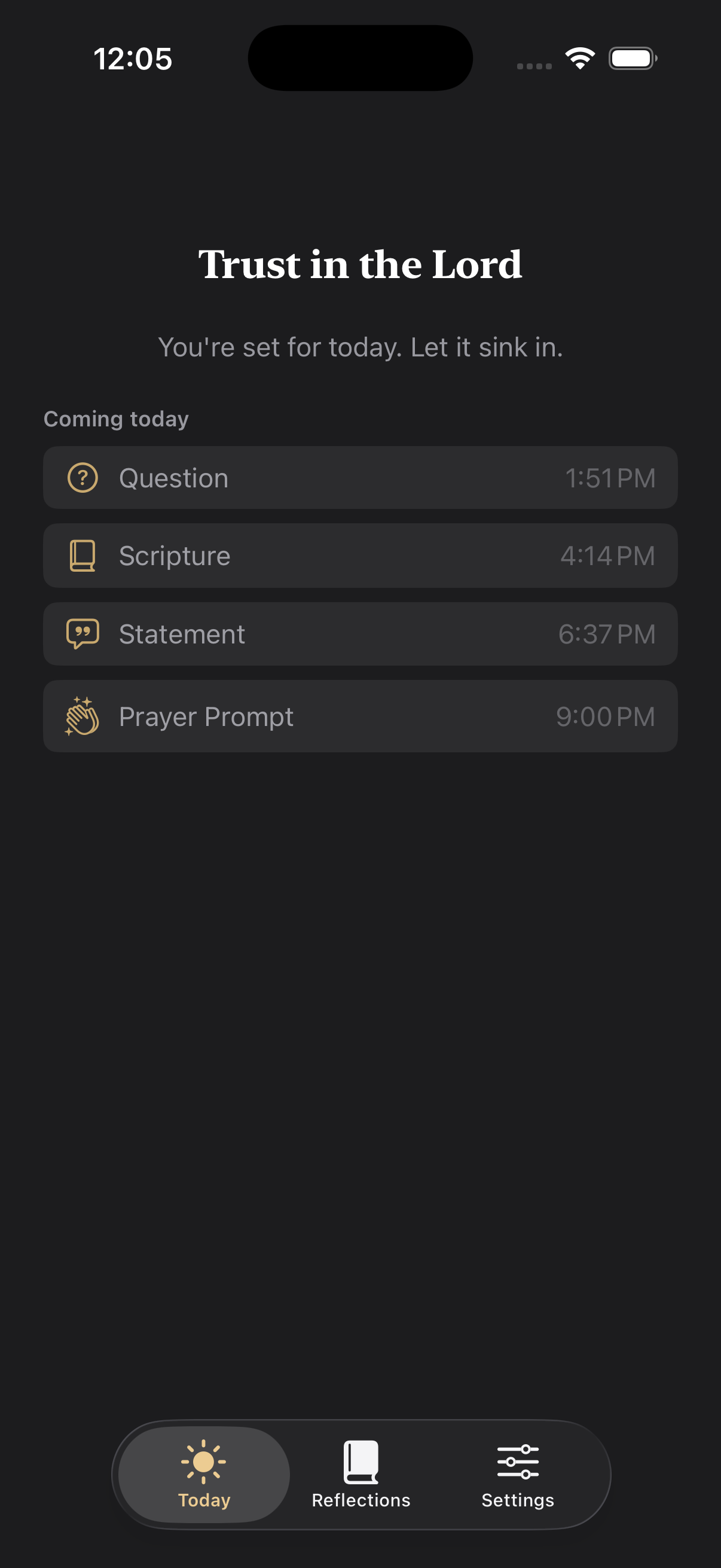 Today view with scheduled reminders